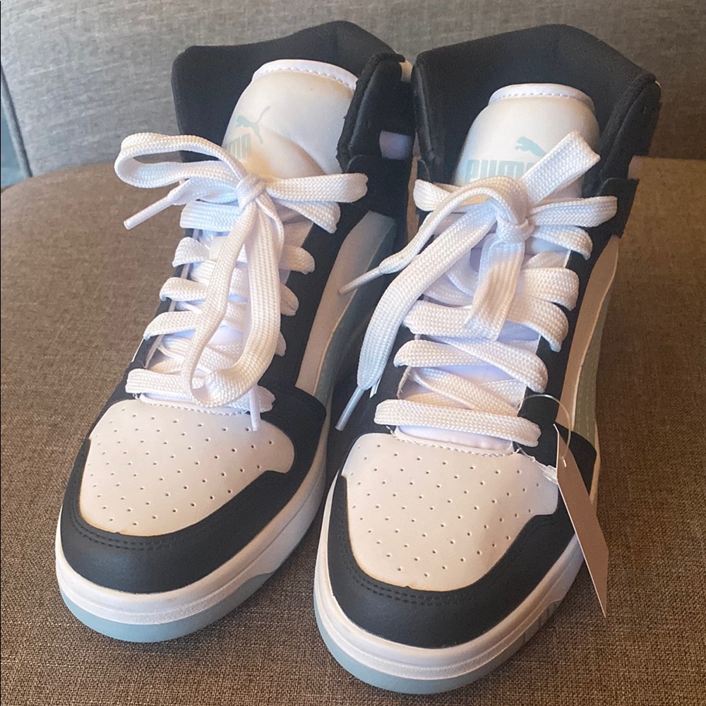 Puma Black and White High-Top Sneakers
